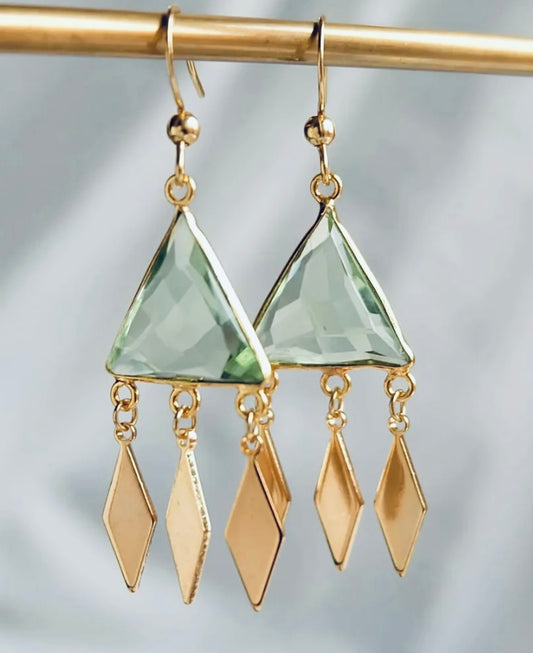 Gold plated Green amethyst gemstones