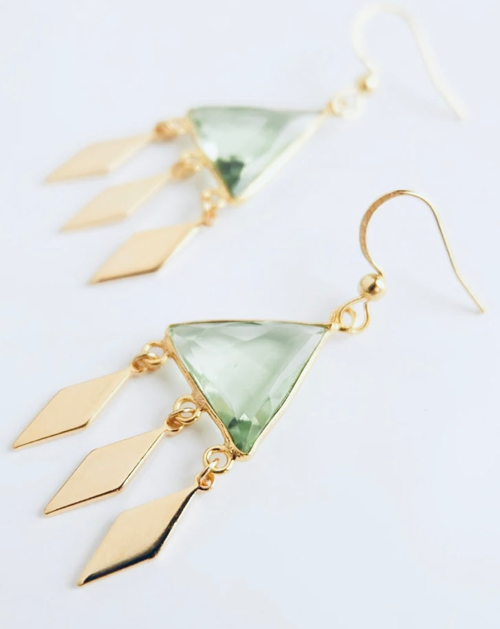 Gold plated Green amethyst gemstones